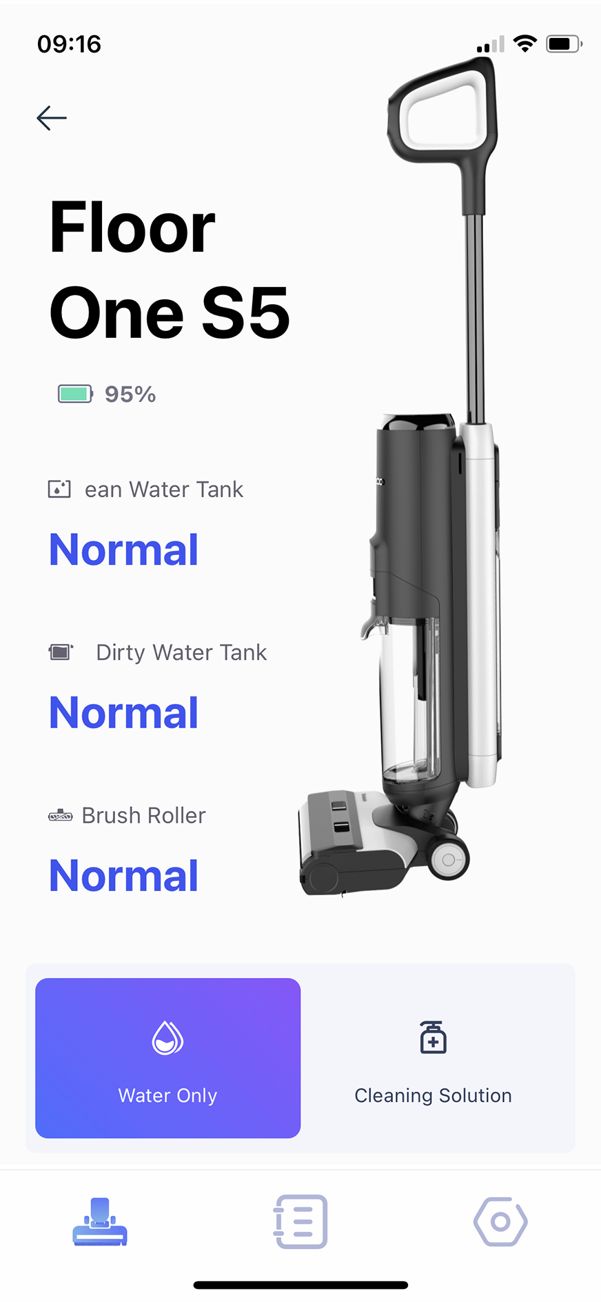 Tineco Floor One S5 Pro: Status des Geräts in der App